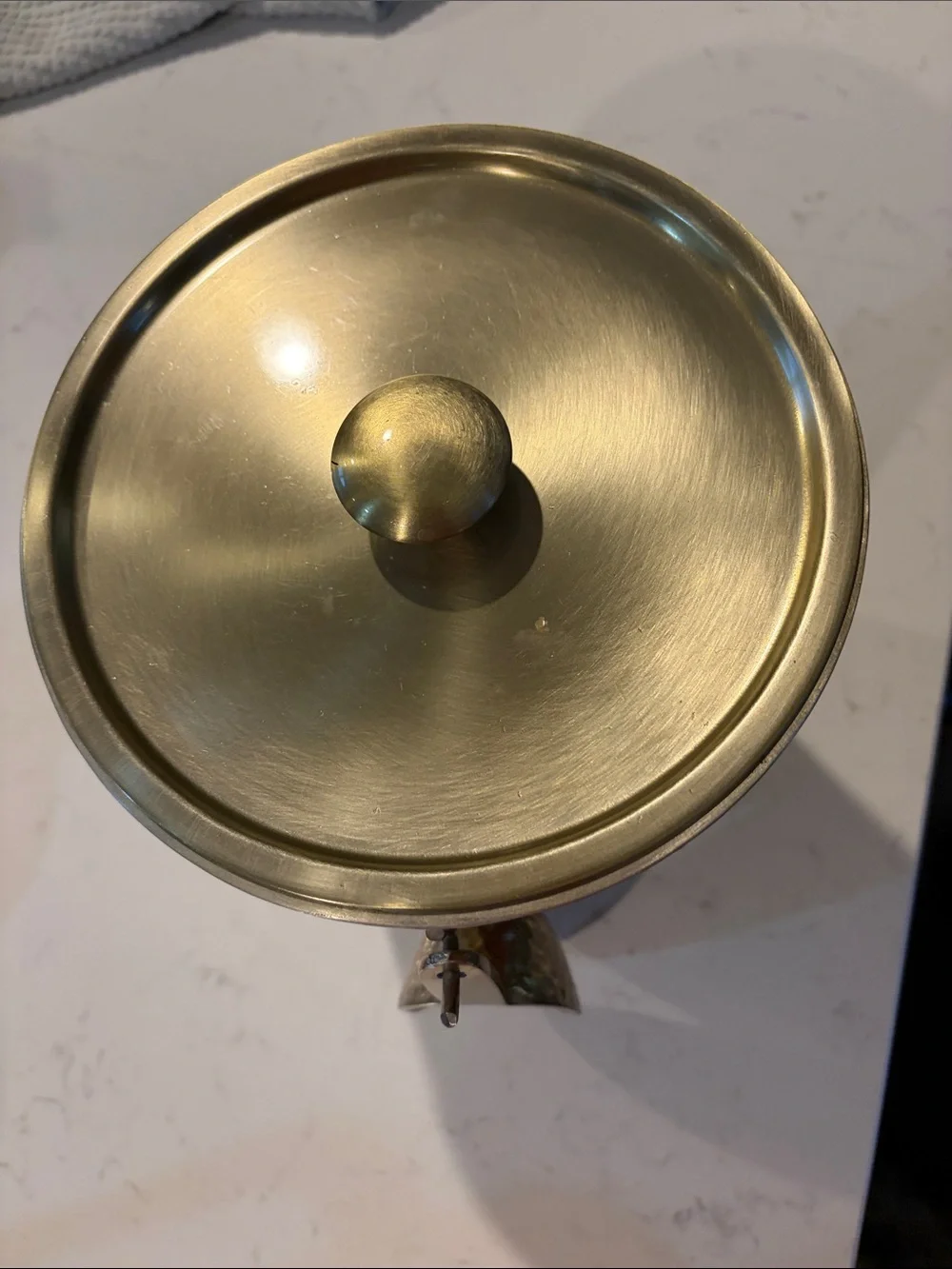 Brass Finish Hammered Ice Bucket with Lid and Scoop